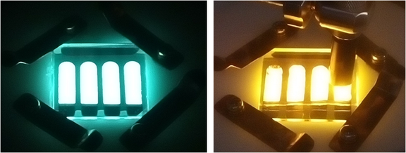 Flächig lichtemittierende iTMC-LECs unter Verwendung zweier unterschiedlicher Iridium(III)-Komplexe