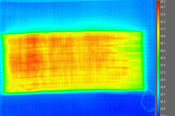 Temperature distribution of an electrically heated fabric