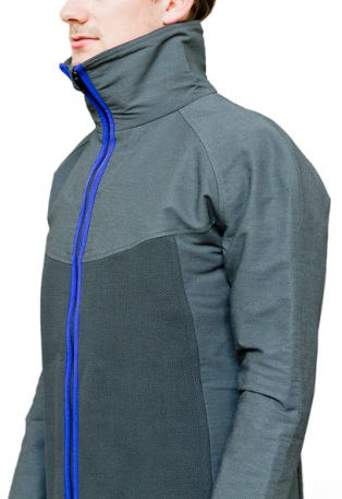 Bekleidungsmuster – Jacke aus Gestrick und Gewebe hergestellt aus organischen/anorganischen Kompositfasern 